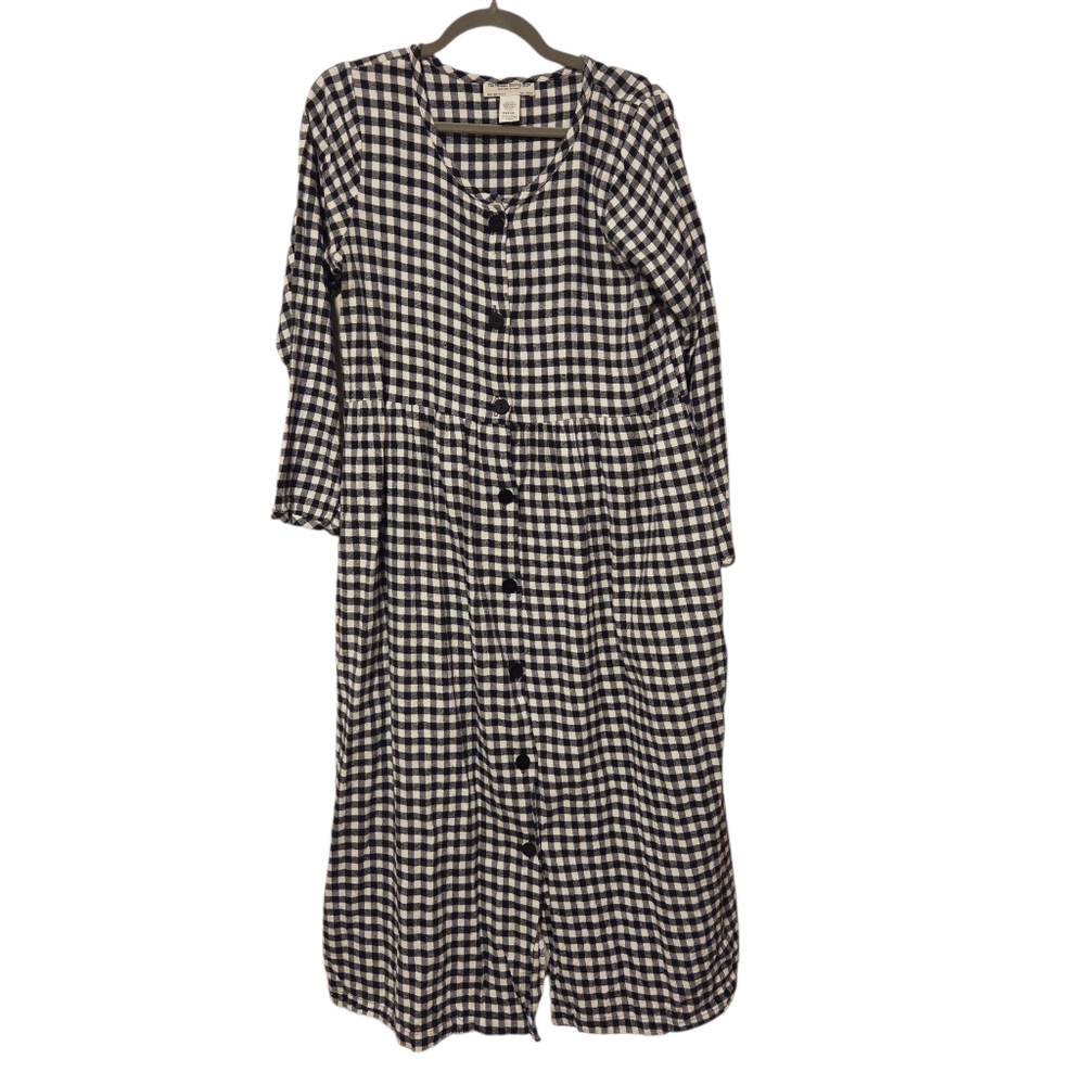 Vintage The Vermont Country Store Buffalo Check Plaid Flannel Dress Red Medium - Picture 9 of 9